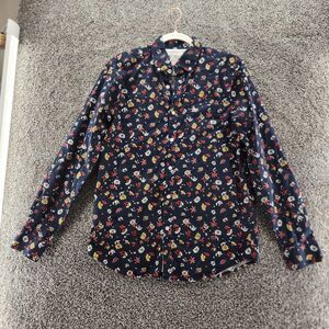 Penguin small blue floral long sleeve button up blouse 28.9651